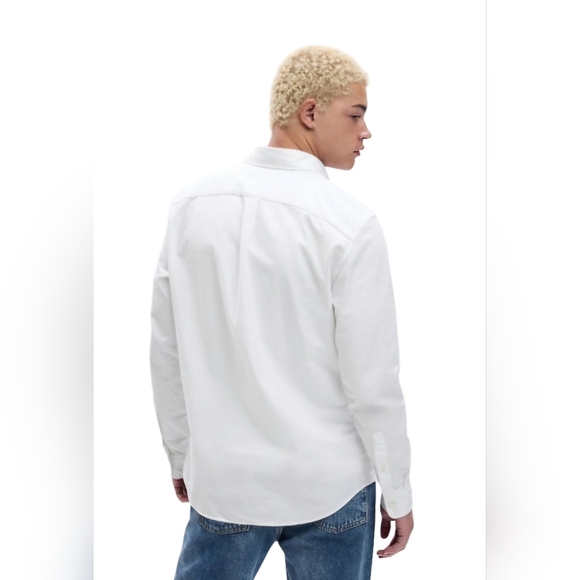 GAP Mens Classic Oxford White Slim Fit Long-sleeved Button-down Shirt sz Large - Picture 10 of 10